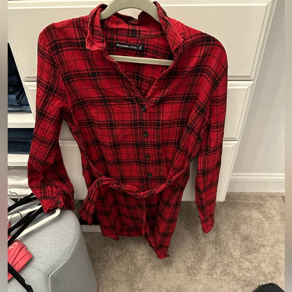 Abercrombie flannel dress with tie waist